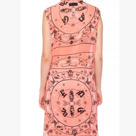 Diesel Sleeveless Peach Color Dress with Black Paisley and Screw Print - Size M - Picture 3 of 10